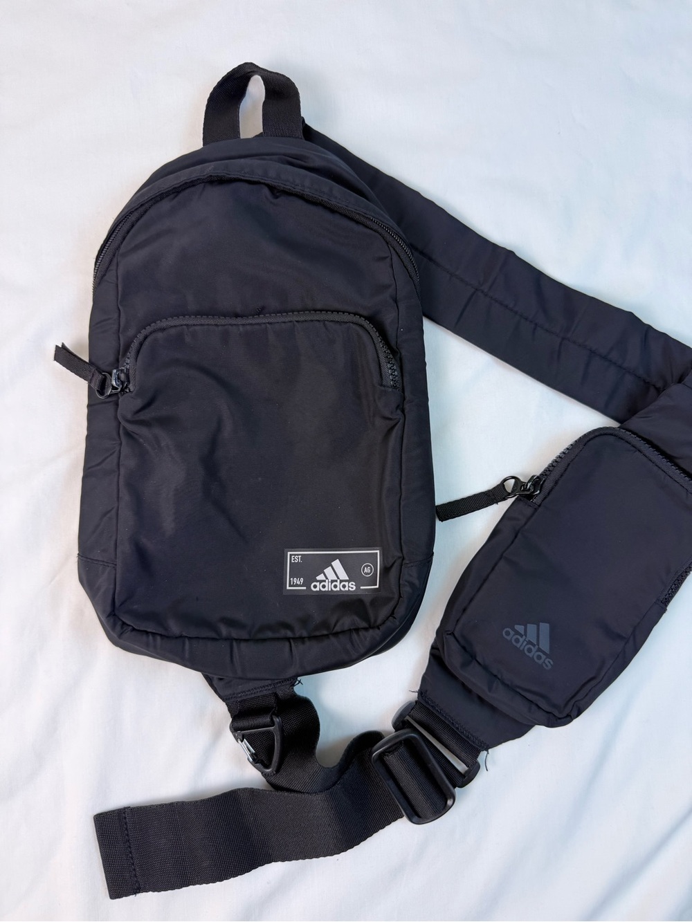 adidas Black Sling Crossbody Bag Three Stripe logo